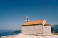 Ancient church of St. Sava on the top of the mountain above the Bay of Kotor. Montenegro Royalty Free Stock Photo