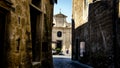 Ancient church at the sunny square in Orvieto, Umbria, Italy