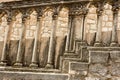 Ancient church top view, and stairs of Dubrovnik old town, hand made walls build with old bricks and stones, clock tower, bell tow Royalty Free Stock Photo