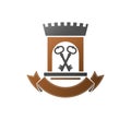 Ancient Citadel emblem. Heraldic vector design element. Retro st