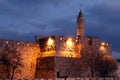 Ancient Citadel inside Old City at Night, Jerusalem Royalty Free Stock Photo