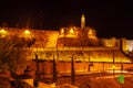 Ancient Citadel inside Old City at Night, Jerusalem Royalty Free Stock Photo