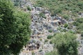 Ancient city carved into the rock in Turkey near Antalya
