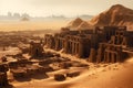 Ancient city in the desert rocks. Neural network AI generated