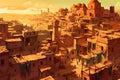 Ancient city in the desert rocks. Neural network AI generated