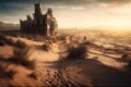 Ancient city in the desert rocks. Neural network AI generated