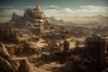 Ancient city in the desert rocks. Neural network AI generated