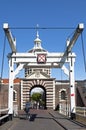 Ancient city gate Morspoort and drawbridge in Leiden Royalty Free Stock Photo