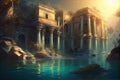 The ancient city is gradually sinking into the water. AI generated