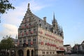 Ancient city hall on the market square of the town of Gouda in The Netherlands. Royalty Free Stock Photo