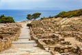 Ancient city of Kameiros on the Greek island of Rhodes in Dodekanisos archipelago. Ancient Kamiros, archaeological site. Royalty Free Stock Photo