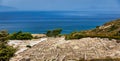 Ancient city of Kameiros on the Greek island of Rhodes in Dodekanisos archipelago. Ancient Kamiros, archaeological site. Royalty Free Stock Photo