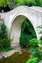 The ancient city of Mostar, Bosnia and Herzegovina. View of an alley with a river and a bridge in a small old town Royalty Free Stock Photo