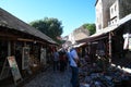 Busy Mostar street market shops, Bosnia & Herzegovina, Europe