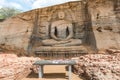 Ancient City of Polonnaruwa. Photo of seated Buddha in meditation at Gal Vihara Rock Temple & x28;Gal Viharaya& x29;. Sri Lanka Royalty Free Stock Photo