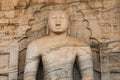 Ancient City of Polonnaruwa. Photo of seated Buddha in meditation at Gal Vihara Rock Temple & x28;Gal Viharaya& x29;. Sri Lanka Royalty Free Stock Photo