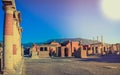 An ancient city of Pompeii ruins view destroyed by Vesuvius. Italy Royalty Free Stock Photo