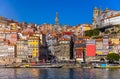 Ancient city of Porto with old multi-colored houses with red roof tiles. Portugal, Porto