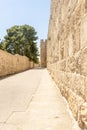 The ancient city walls and towers in the old Jerusalem Royalty Free Stock Photo