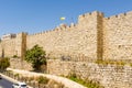 The ancient city walls and towers in the old Jerusalem Royalty Free Stock Photo