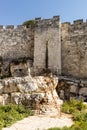 The ancient city walls and towers in the old Jerusalem Royalty Free Stock Photo