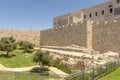 The ancient city walls and towers in the old Jerusalem Royalty Free Stock Photo