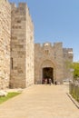 The ancient city walls and towers in the old Jerusalem Royalty Free Stock Photo