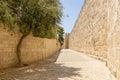 The ancient city walls and towers in the old Jerusalem Royalty Free Stock Photo