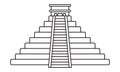 Ancient civilization el Castillo pyramid line art icon for apps and websites