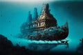 Ancient civilizations that sank into the ocean, creative digital illustration painting