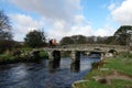 Postbridge Dartmoor England, Ancient clapper bridge. Royalty Free Stock Photo