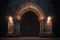 Ancient Classic Architecture Stone Arches With Flames