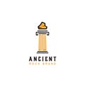 Ancient classic greek egypt rock marble pillar logo icon symbol in rough vector style