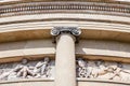 Ancient classical architecture. Ionic column. Roman soldier. Royalty Free Stock Photo