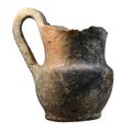 An ancient clay jug from the Iron Age period on a white background Royalty Free Stock Photo