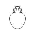 Whole ancient clay jug outline illustration