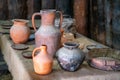 Ancient clay jugs in the Museum of history Royalty Free Stock Photo