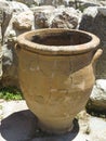 Ancient clay Minoan amphora in Crete, Greece Royalty Free Stock Photo
