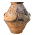 an ancient clay pot with linear patterns and the image of a man Trypillia culture