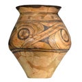 an ancient clay pot with linear patterns Trypillia cultur Royalty Free Stock Photo