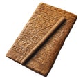 Ancient Clay Tablet With Cuneiform Script And Stylus. Historical Writing And Communication Isolated On Transparent Royalty Free Stock Photo