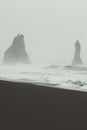 Ancient cliffs in stormy sea monochrome landscape photo