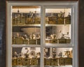 Ancient coffee grinders in a window of the old medieval house in Germany