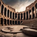 An ancient coliseum with weathered stones and a sense of grandeur, hinting at gladiatorial battles of the past4 Royalty Free Stock Photo