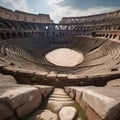 An ancient coliseum with weathered stones and a sense of grandeur, hinting at gladiatorial battles of the past2 Royalty Free Stock Photo