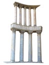 Ancient colonnade marble stone columns isolated on white backgro Royalty Free Stock Photo