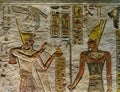 Ancient color egypt images on wall Royalty Free Stock Photo