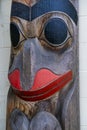 Ancient colorful Totem Pole in Duncan, British Columbia, Canada. Royalty Free Stock Photo