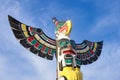 Ancient colorful Totem Pole in Duncan, British Columbia, Canada. Royalty Free Stock Photo