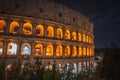Night Rome Colosseum, Italy, Grandeur and History Captured Royalty Free Stock Photo